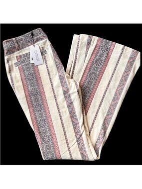 NWT Derek Lam 10 Crosby Linen Blend Patterned Flared Pants Size 8